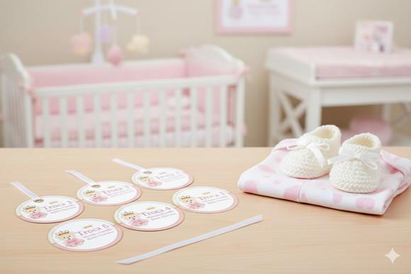 Kit Tag Troca Maternidade Ursinha Princesa (6 Unidades)