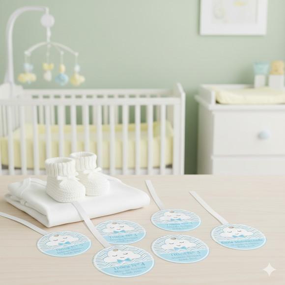 Kit Tag Troca Maternidade Personalizado Nuvem Azul (6 Un)
