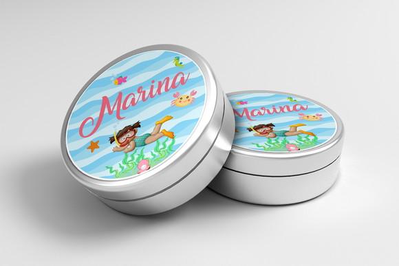 Adesivo Personalizado Latinha Fundo do Mar Menina