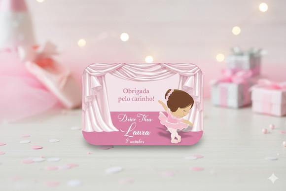 Adesivo Personalizado Marmita Bailarina Aniversário Infantil