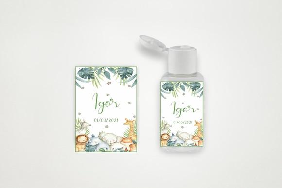 Rótulo Personalizado Frasco Álcool Gel Safari Aquarela