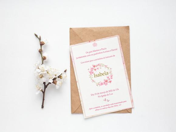 Convite Digital Personalizado Batizado Floral