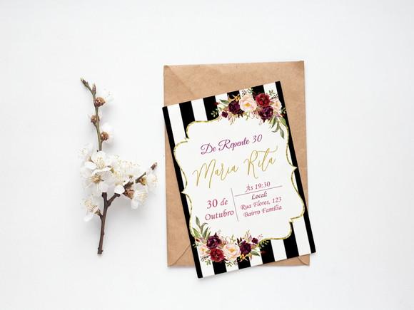 Convite Digital Personalizado 30 Anos Floral