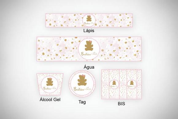 Kit Rótulos Personalizados Maternidade Ursinha - 90 Itens