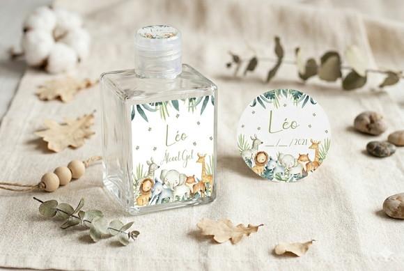 Rótulo Personalizado Álcool Gel Safari Aquarela e Tag