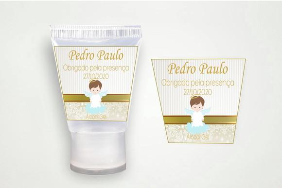 Etiqueta Personalizado Álcool Gel Batizado Menino