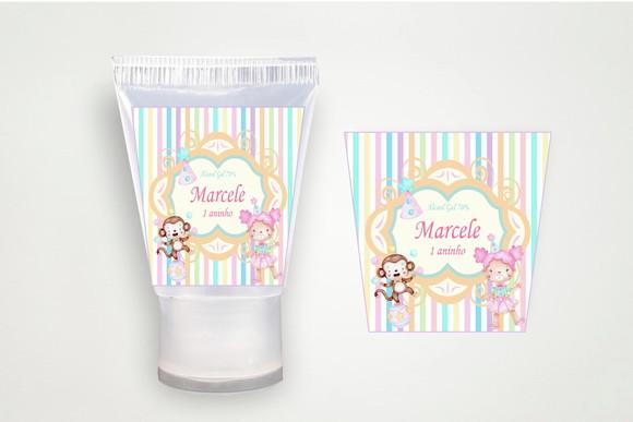 Rótulo Personalizado Bisnaga Álcool Circo Rosa