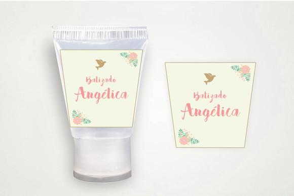 Rótulo Personalizado Álcool Gel Batizado Floral