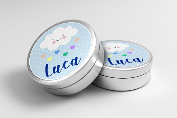 Adesivo Personalizado Latinha Chuva de Amor Azul