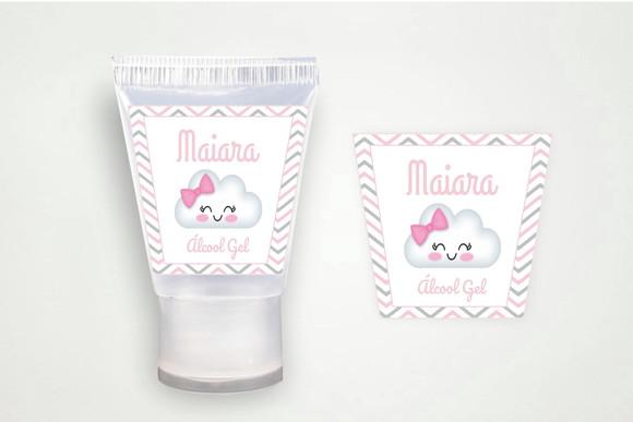 Rótulo Personalizado Álcool Gel Nuvem Rosa
