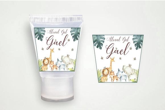 Adesivo Personalizado Bisnaga Álcool Gel Safari Aquarela