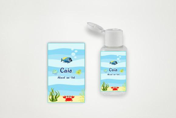 Rótulo Personalizado Frasco Álcool Gel Fundo do Mar
