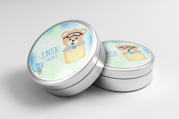 Adesivo Personalizado Latinha Ursinho Baloeiro