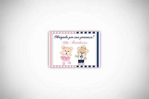 Tag Personalizada Chá Revelação Ursinhos Azul e Rosa