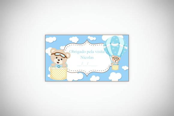 Tag Lembrancinha Personalizada Ursinho Baloeiro