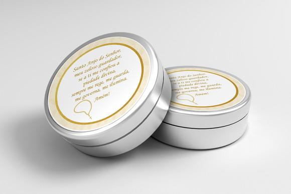 Adesivo Personalizado Latinha Oração Santo Anjo do Senhor