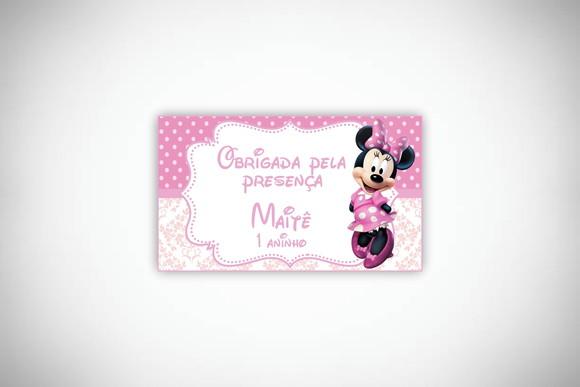 Tag Agradecimento Minnie Rosa Personalizada
