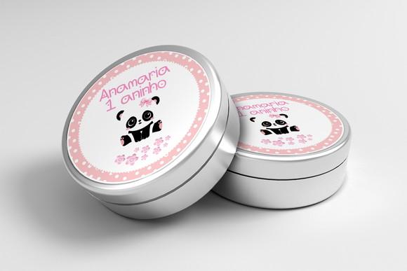Adesivo Personalizado Latinha Panda Rosa