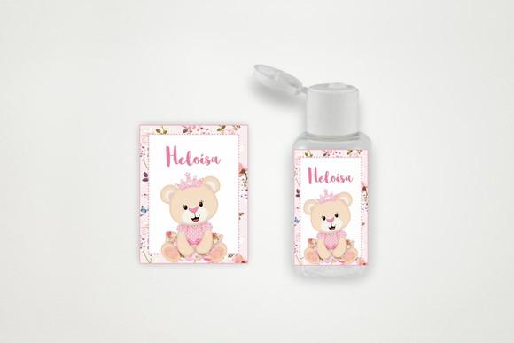 Rótulo Personalizado Frasco Álcool Ursinha Princesa