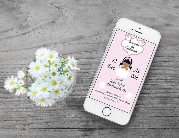 Convite Digital Personalizado Batizado Menina