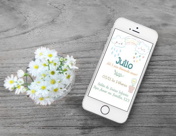 Convite Digital Personalizado Chuva de Amor Menino
