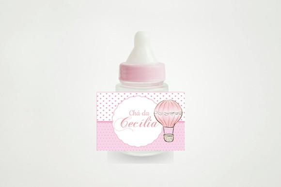 Rótulo Personalizado Mini Mamadeira Balão Rosa