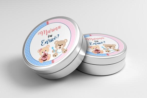 Adesivo Personalizado Latinha Chá Revelação Ursinhos