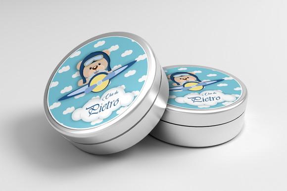 Adesivo Latinha Personalizado Ursinho Aviador