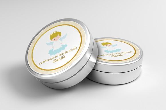Adesivo Personalizado Latinha Batizado Menino