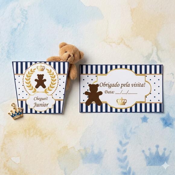 Rótulo Personalizado Álcool Gel Ursinho Príncipe e Tag