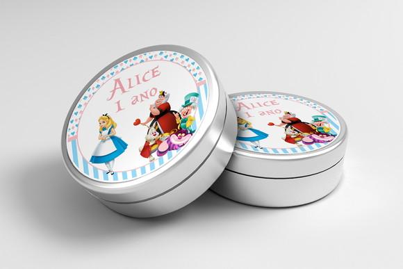 Adesivo Personalizado Latinha Alice no País das Maravilhas