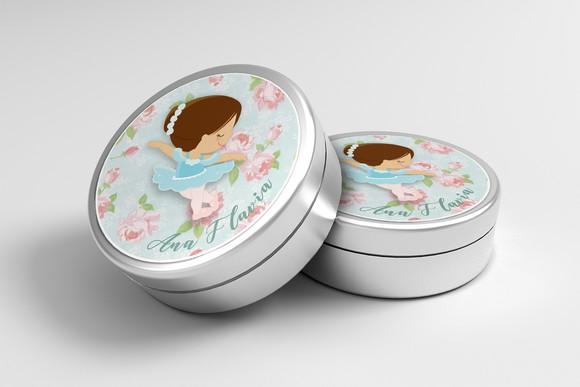 Adesivo Personalizado Latinha Bailarina Azul Floral