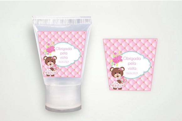 Rótulo Personalizado Bisnaga Álcool Gel Ursinha