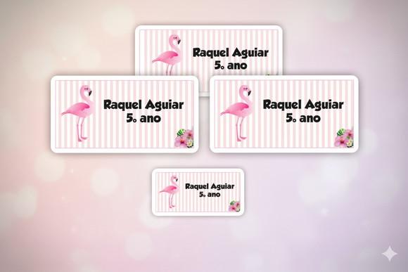 30 Etiquetas Personalizadas Escolares Flamingo