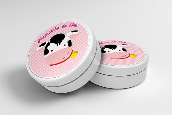 Adesivo Personalizado Latinha Fazendinha Rosa