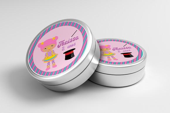 Adesivo Personalizado Latinha Circo Rosa