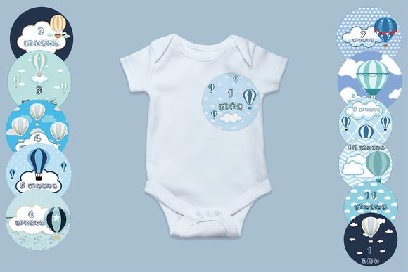 Adesivo Mesversário Balão Azul Personalizado | Artesanou