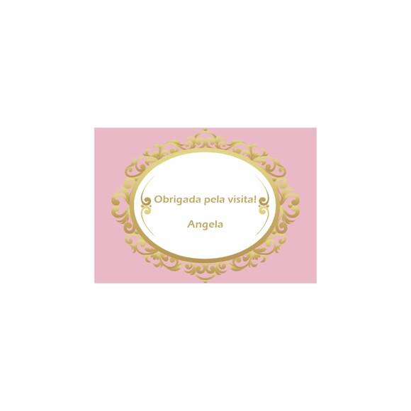 Tag Personalizada Agradecimento Rosa e Dourado | Artesanou