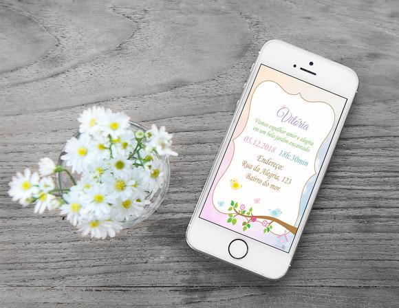 Convite Digital Personalizado Jardim dos Passarinhos