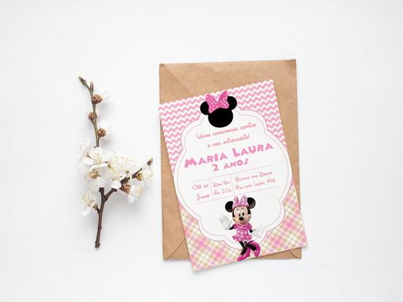 Convite Digital Personalizado Minnie Rosa para WhatsApp