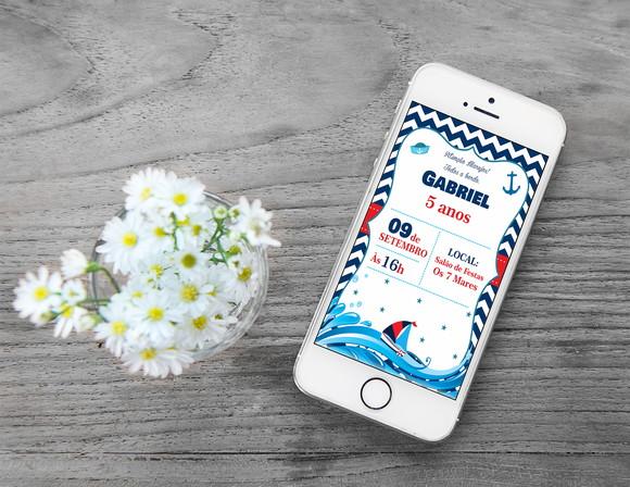 Convite Digital Personalizado Marinheiro - Náutico