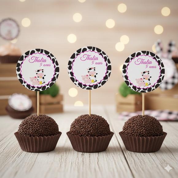 Topper para Docinho Personalizado Fazendinha Menina