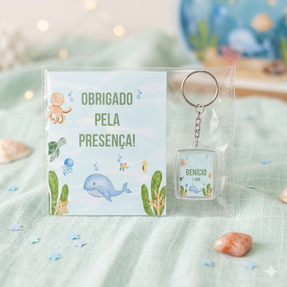 Chaveiro Personalizado Fundo do Mar Aquarela Lembrancinha