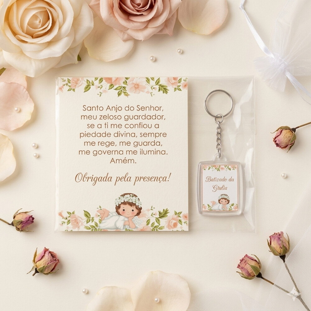 Chaveiro Personalizado Batizado Anjinha Lembrancinha