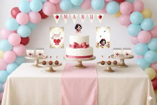 Kit Festa Personalizada Branca de Neve Baby - Tamanho P
