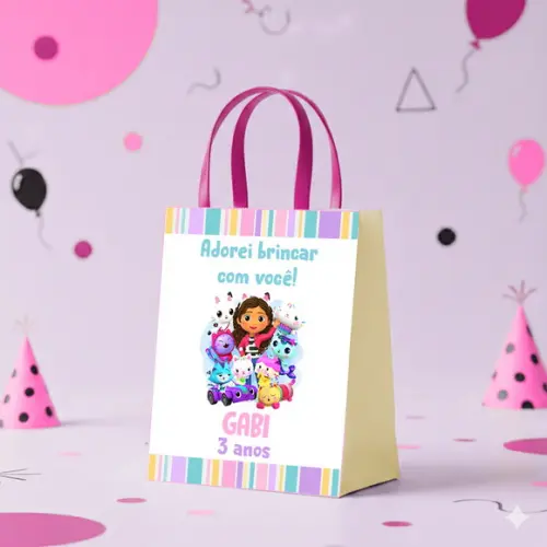 Sacolinha Personalizada Casa Mágica Gabby Lembrancinha Tam P