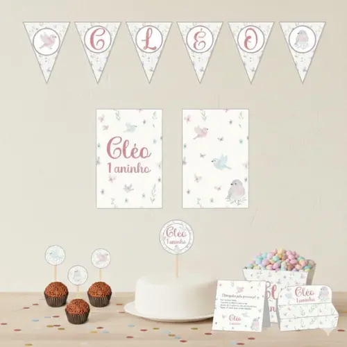 Kit Festa Infantil Jardim Personalizado - Tamanho m