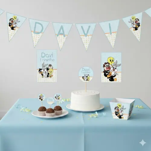 Kit Baby Looney Tones Personalizado Festa em Casa - Tam P