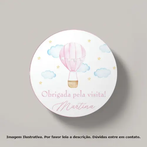 Tag Personalizada Balão Rosa Aquarela