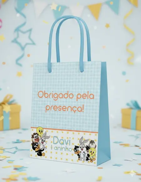 Sacolinha Personalizada Baby Looney Tones Lembrancinha Tam P